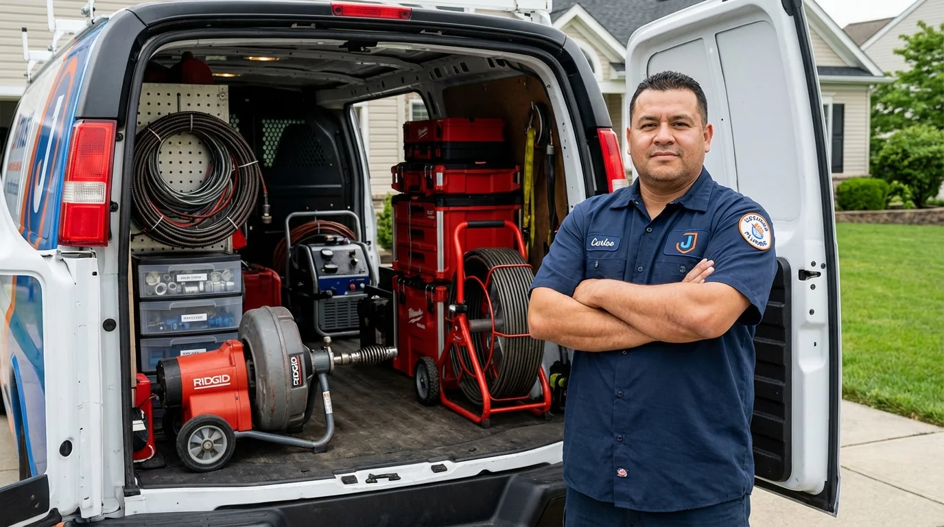 Professional drain cleaning equipment and Johns Plumbing LLC plumber in Moca